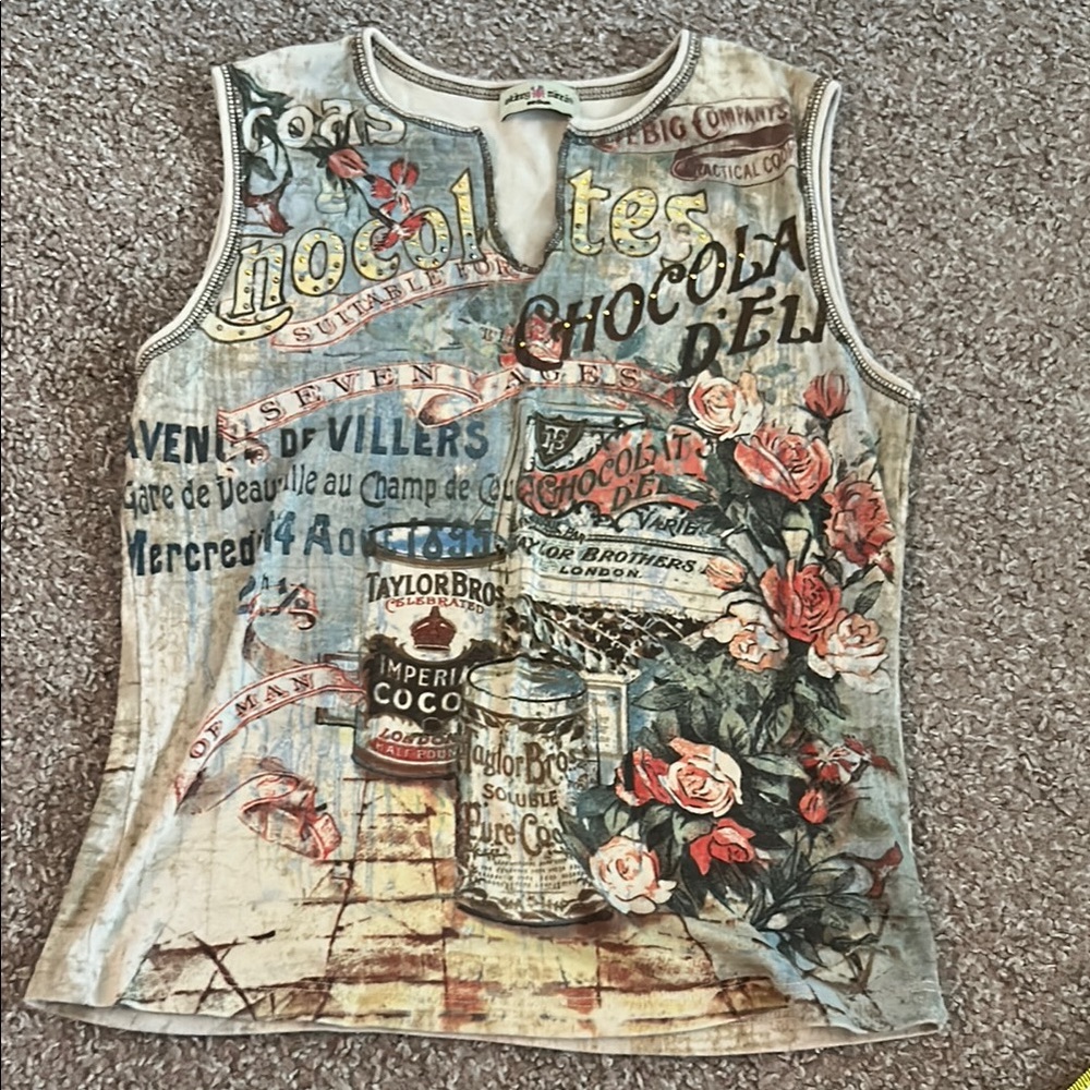 Y2K vintage Graphic Sleeveless Top - Picture 1 of 9